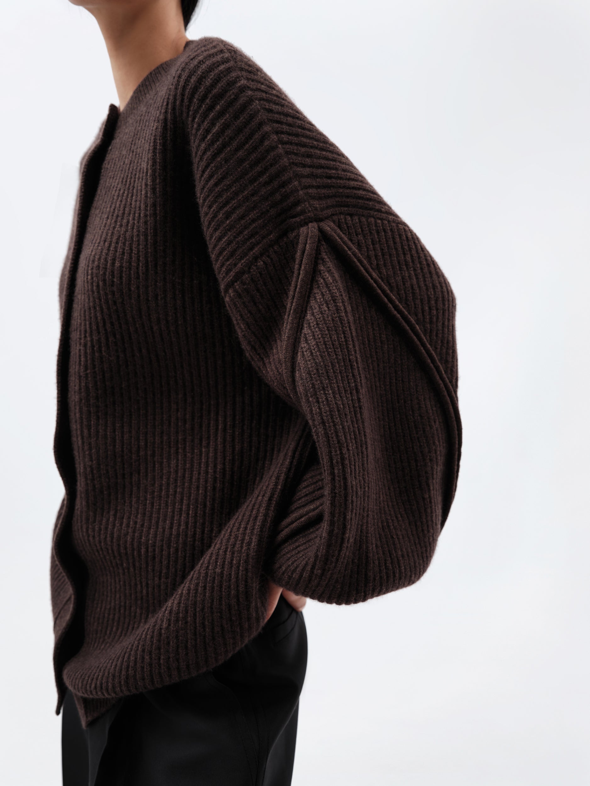 Cardigan oversize en cachemire côtelé épais