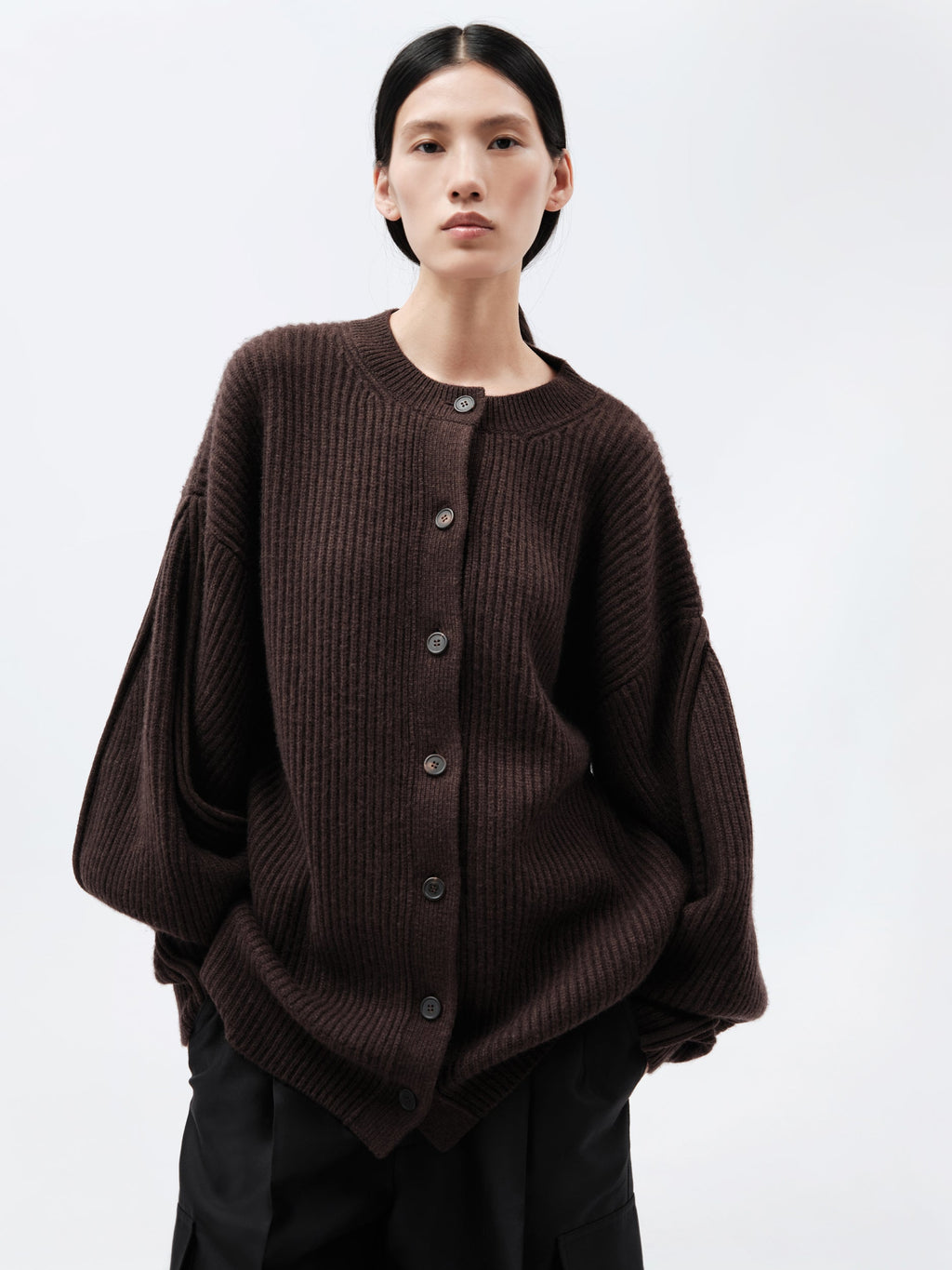Cardigan oversize en cachemire côtelé épais