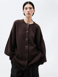 Cardigan oversize en cachemire côtelé épais