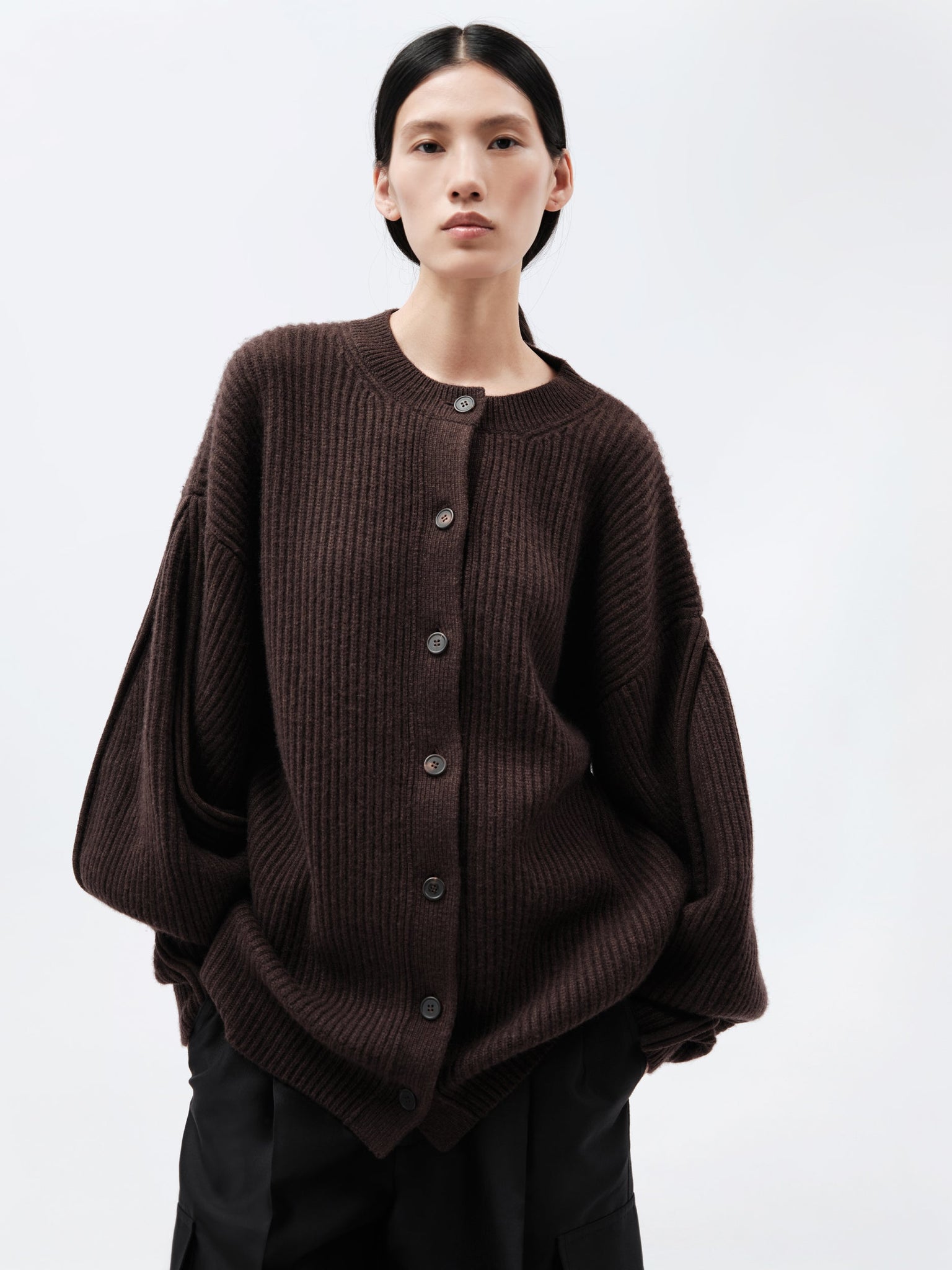 Cardigan oversize en cachemire côtelé épais