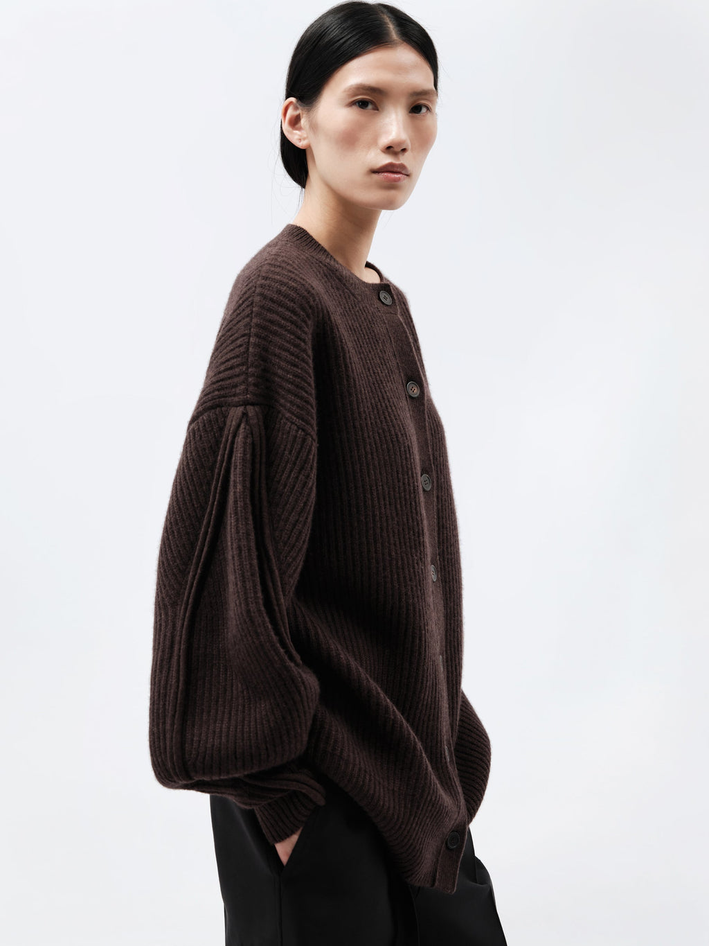 Cardigan oversize en cachemire côtelé épais