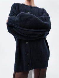 Cardigan oversize en cachemire côtelé épais