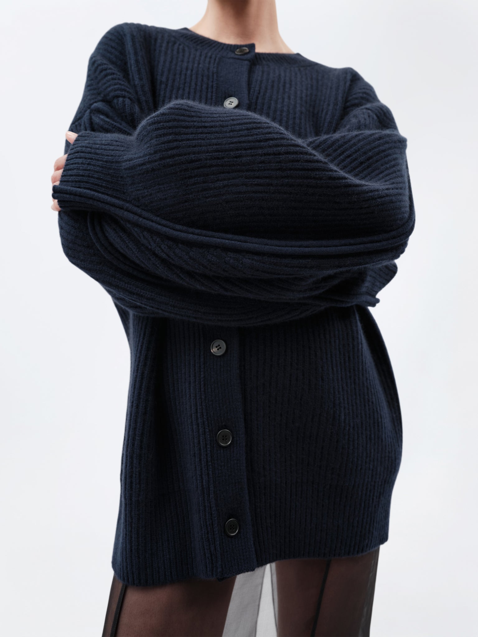 Cardigan oversize en cachemire côtelé épais