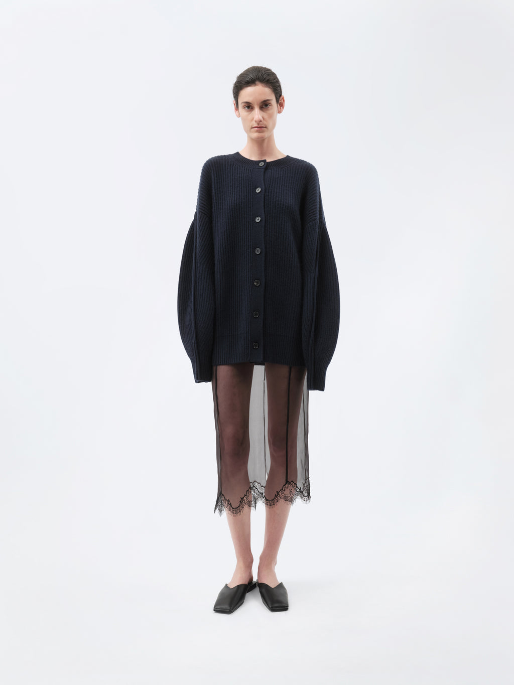 Cardigan oversize en cachemire côtelé épais