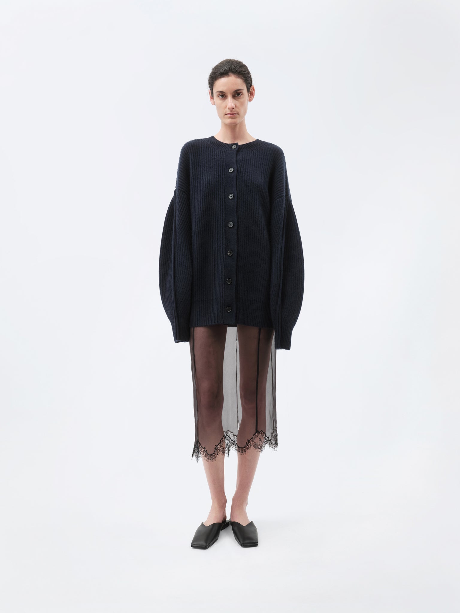 Cardigan oversize en cachemire côtelé épais