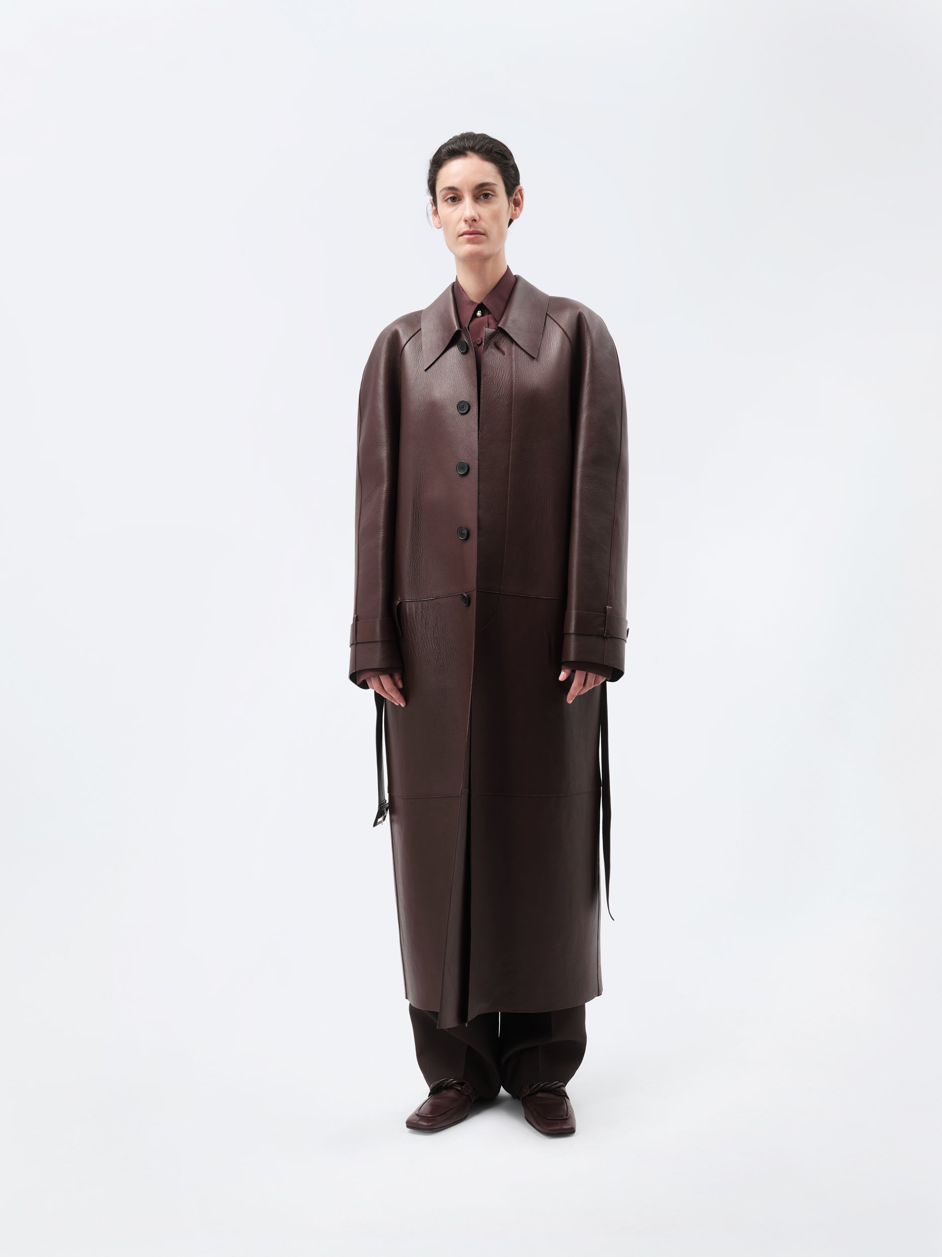 Bonded coat in plongé leather