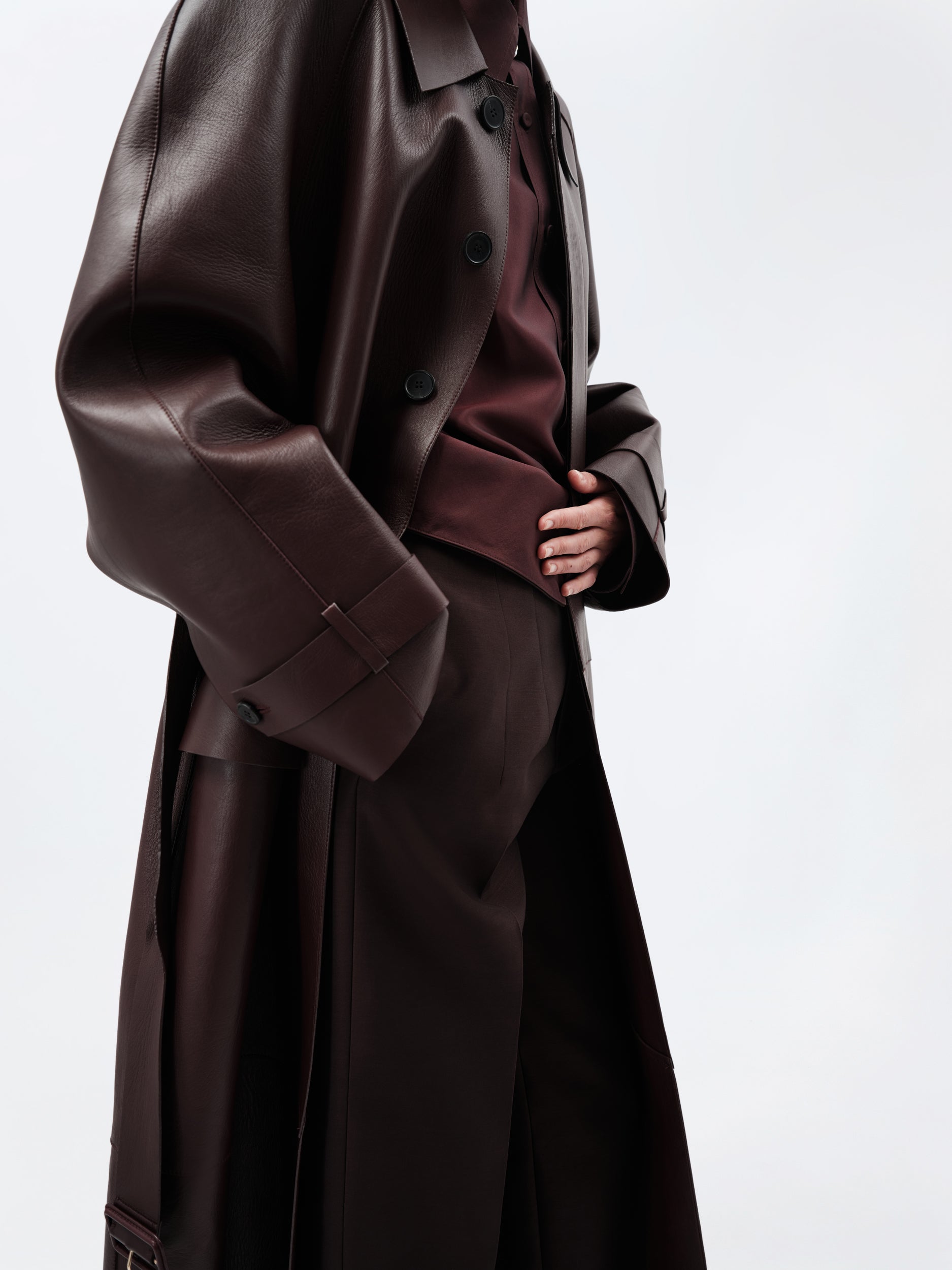 Bonded coat in plongé leather