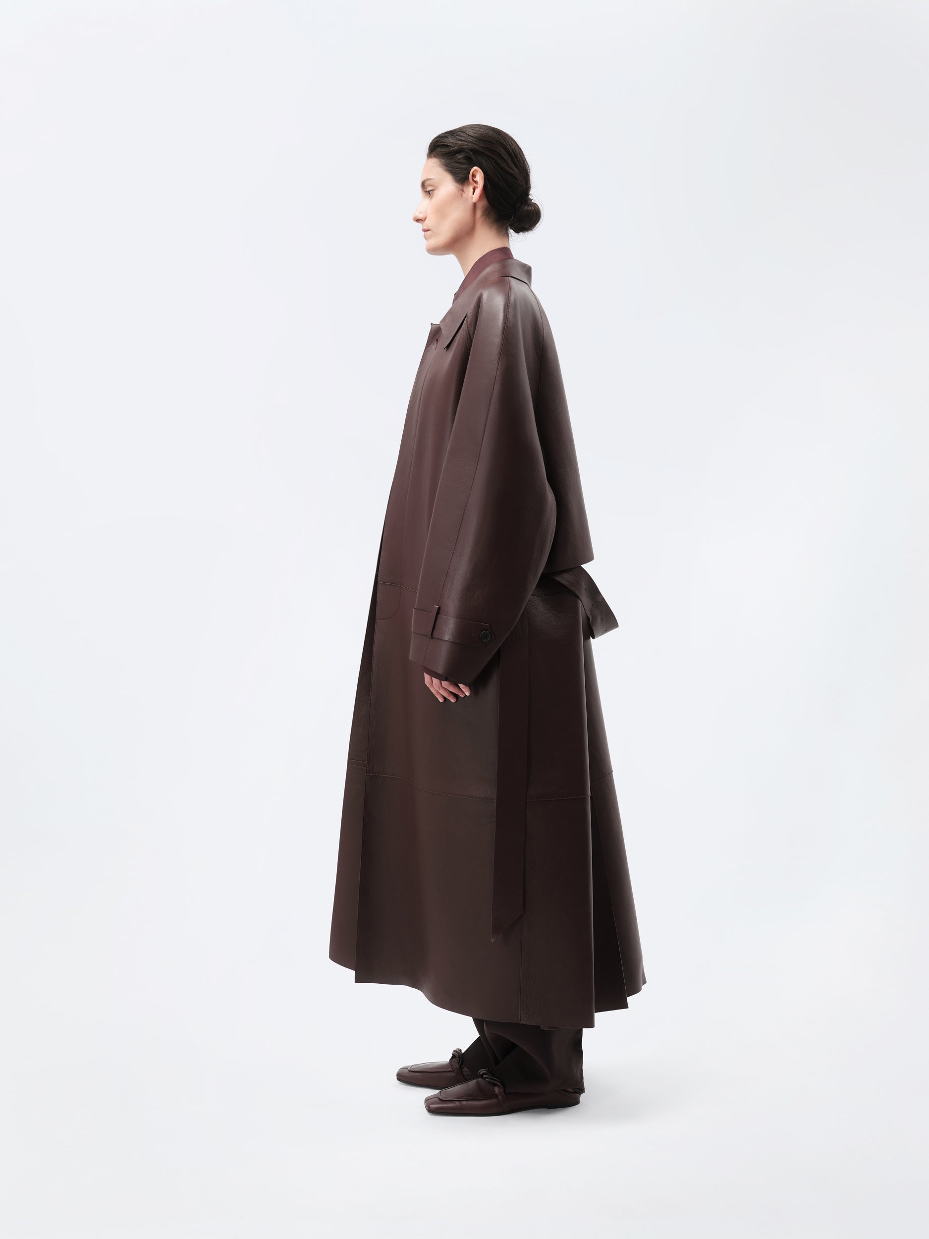 Bonded coat in plongé leather