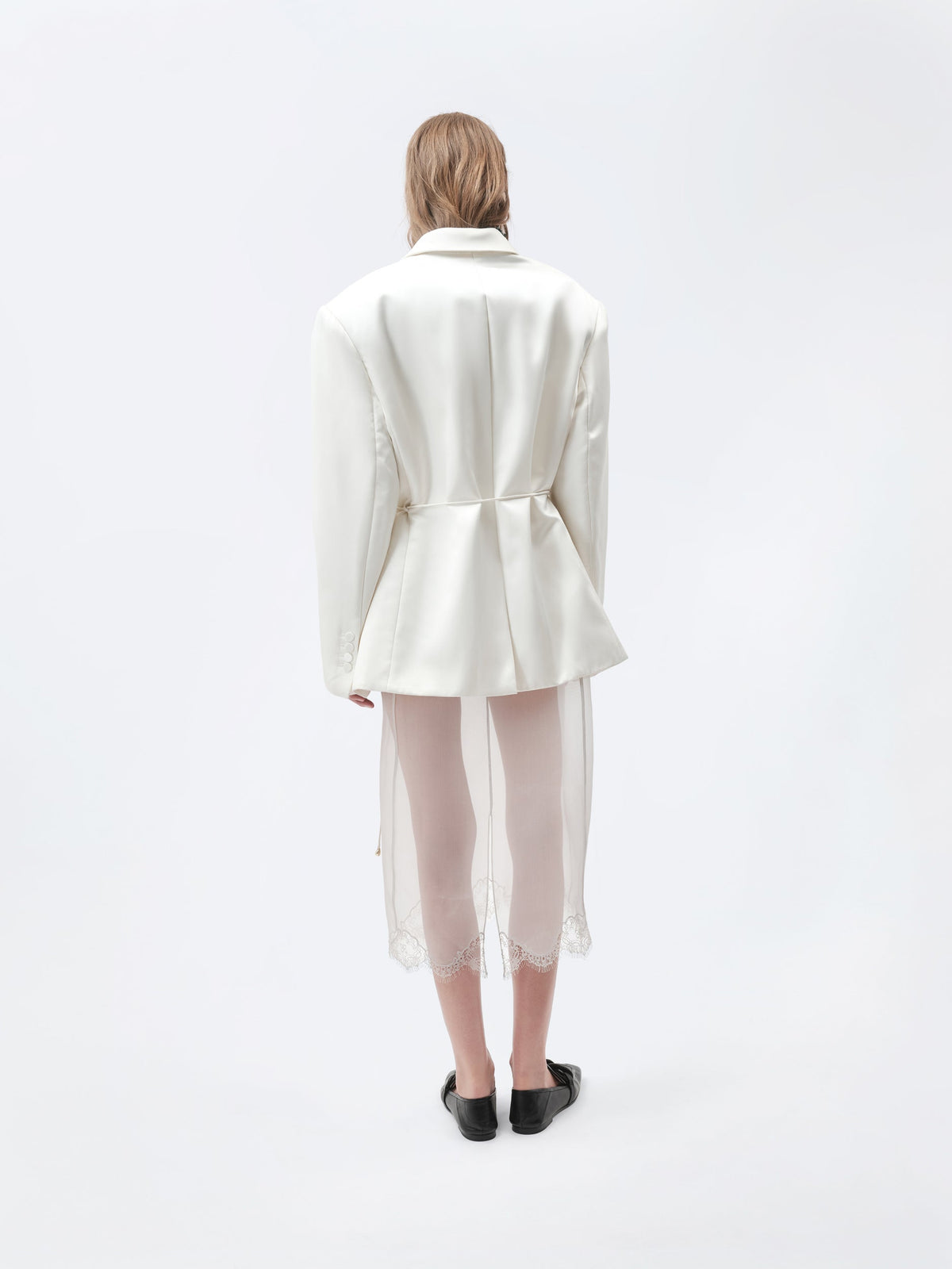 Short padded coat in double silk
