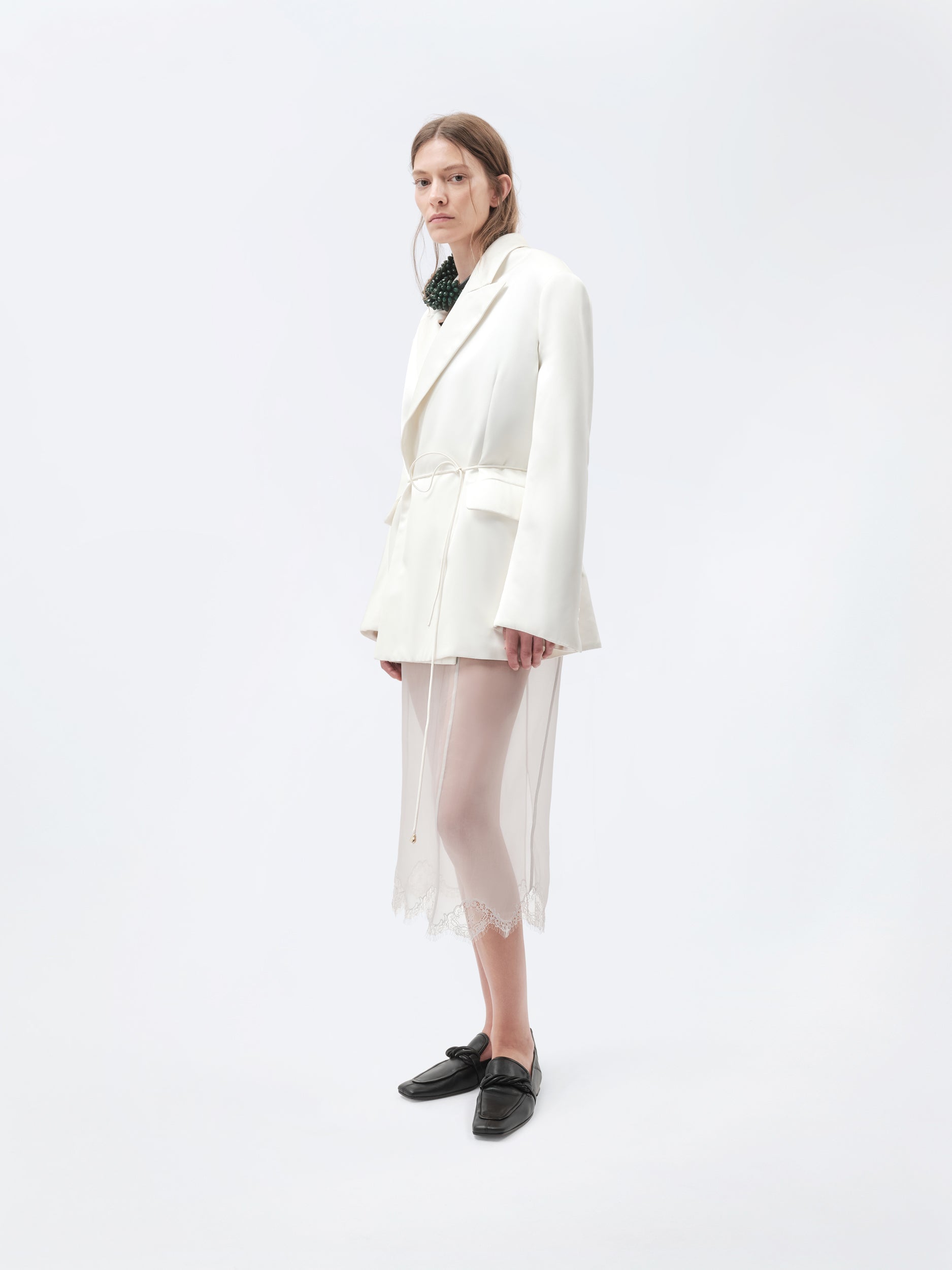 Short padded coat in double silk