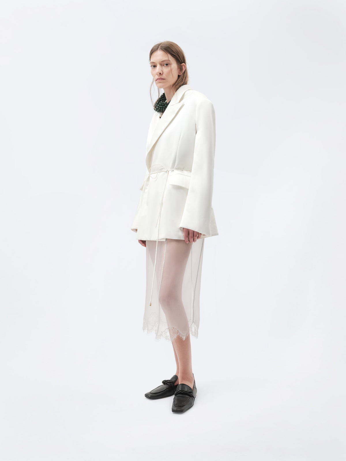 Short padded coat in double silk