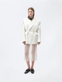 Short padded coat in double silk