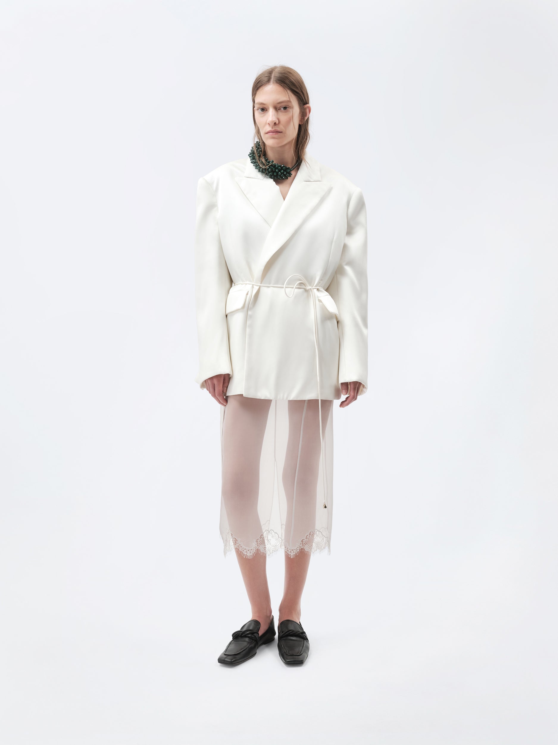 Short padded coat in double silk