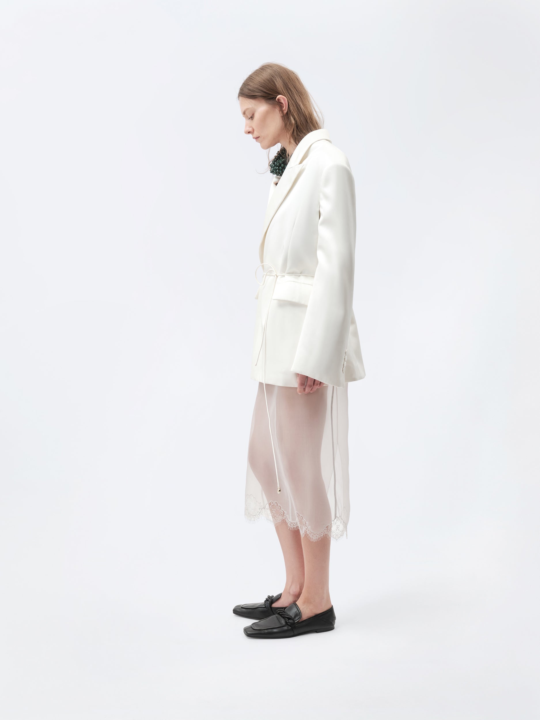 Short padded coat in double silk