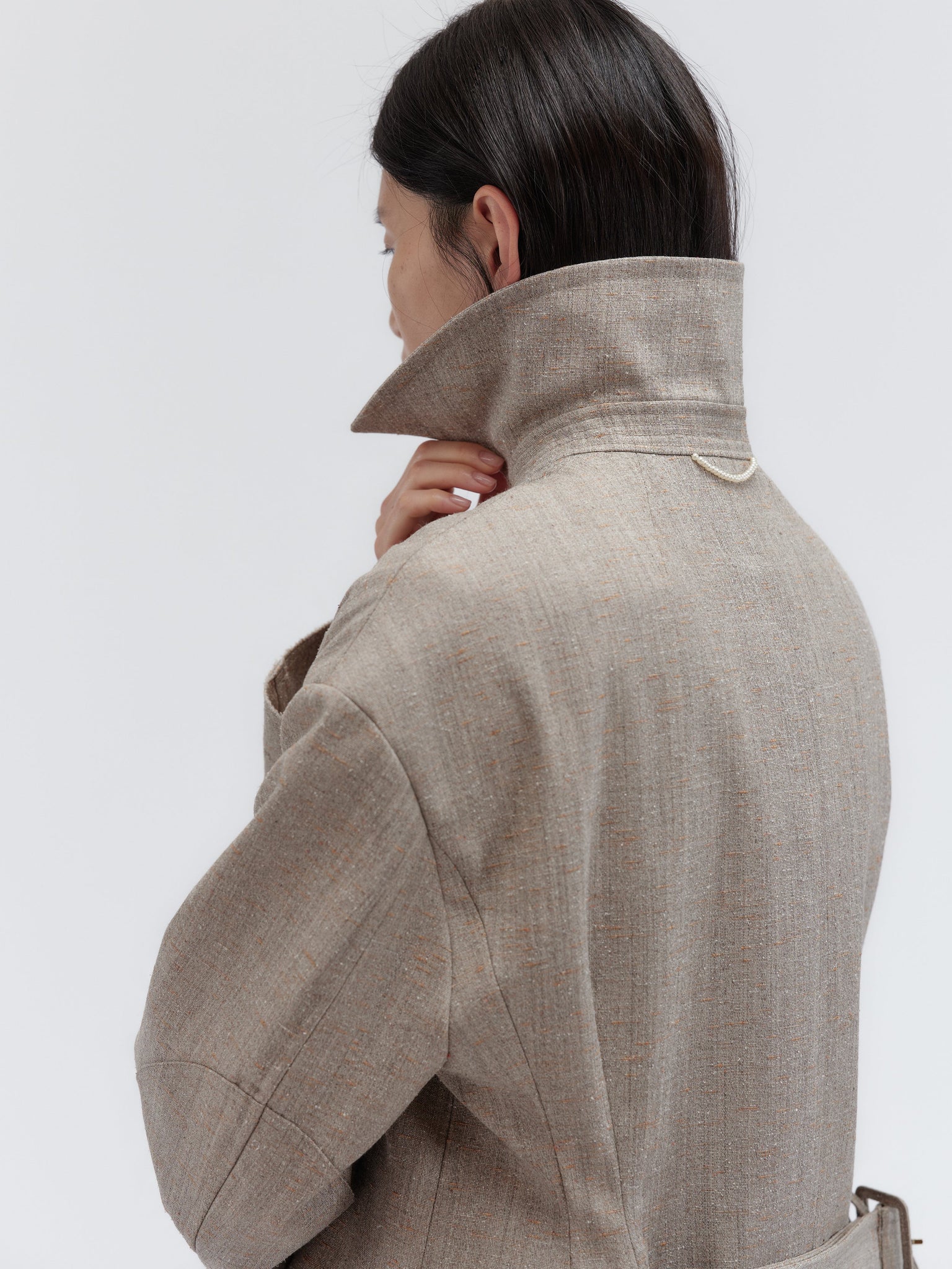 Esperanto trench in chiné tweed