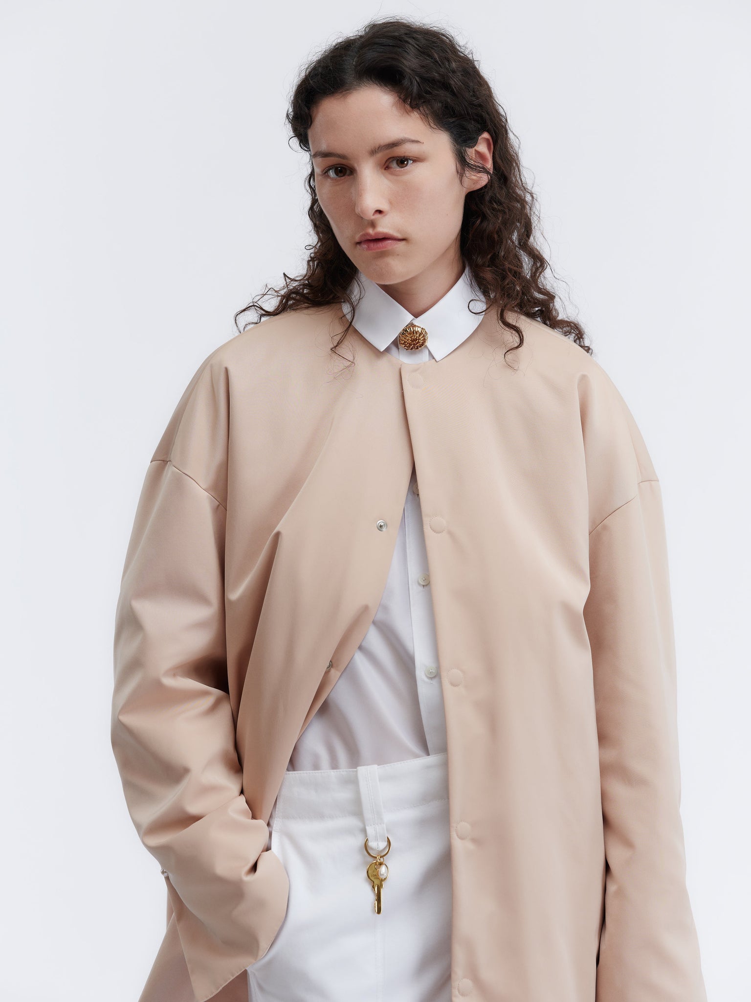 Short padded coat in duchesse