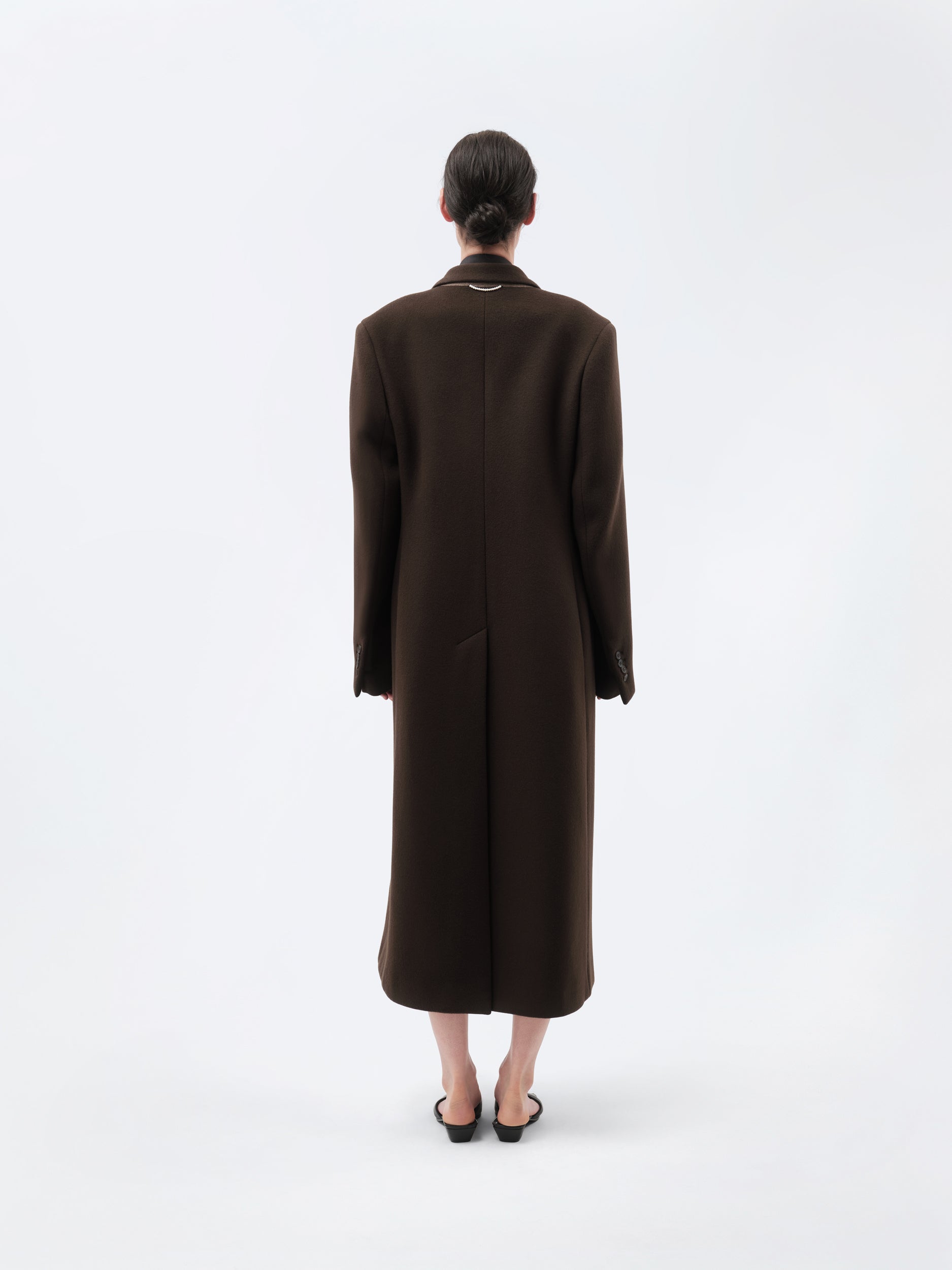 Manteau tailleur long en laine vierge double face