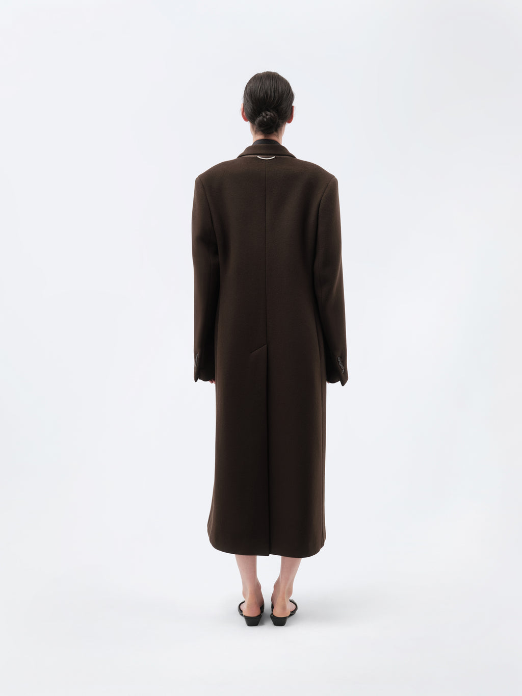Manteau tailleur long en laine vierge double face