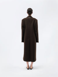 Manteau tailleur long en laine vierge double face