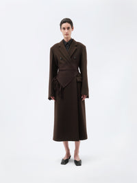 Manteau tailleur long en laine vierge double face