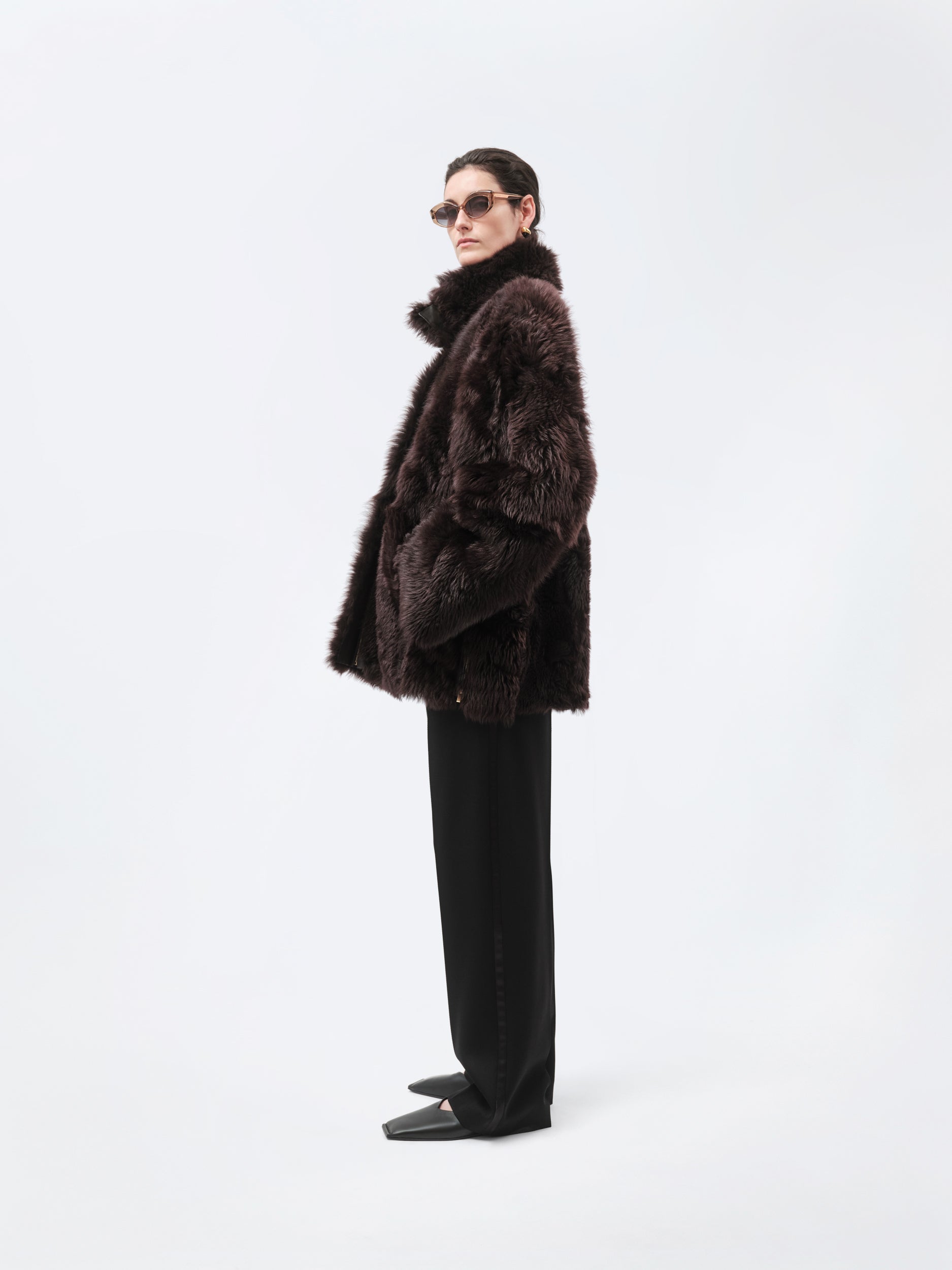 Manteau court en shearling toscan