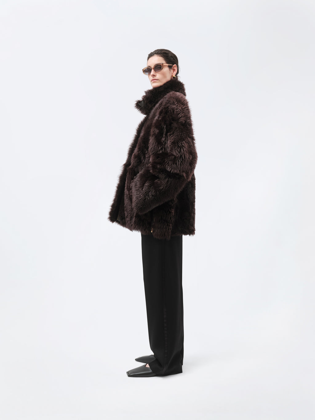 Manteau court en shearling toscan