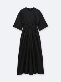 Pleat embellished dress in grain de poudre