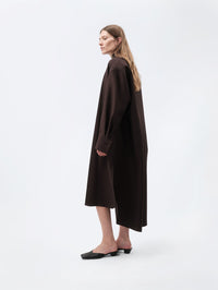 Pintuck shirt dress in silk wool toile