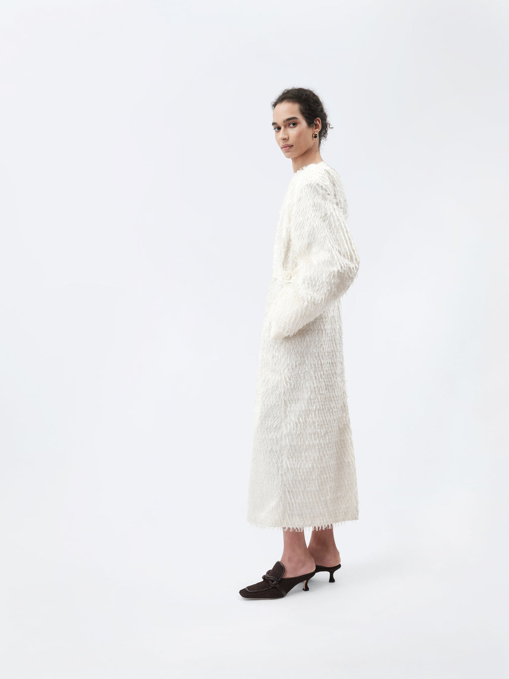 Fitted dress in feather jacquard