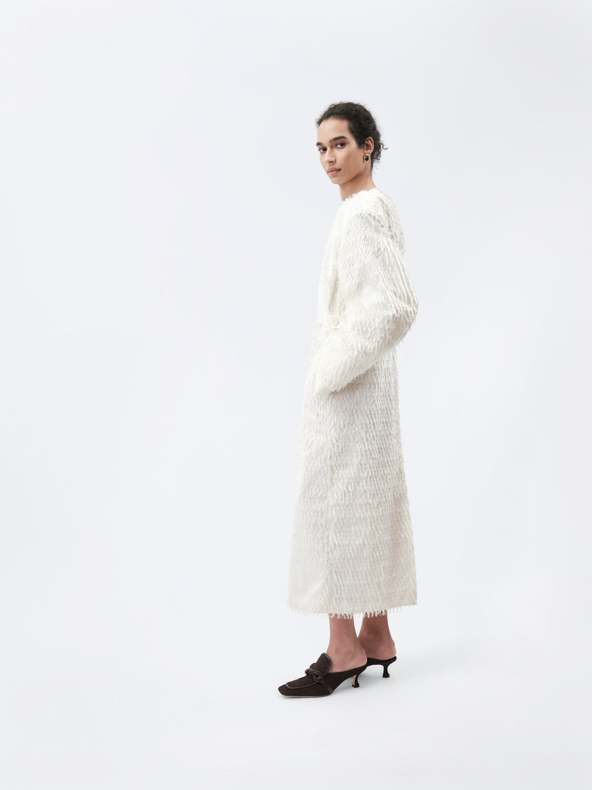 Fitted dress in feather jacquard