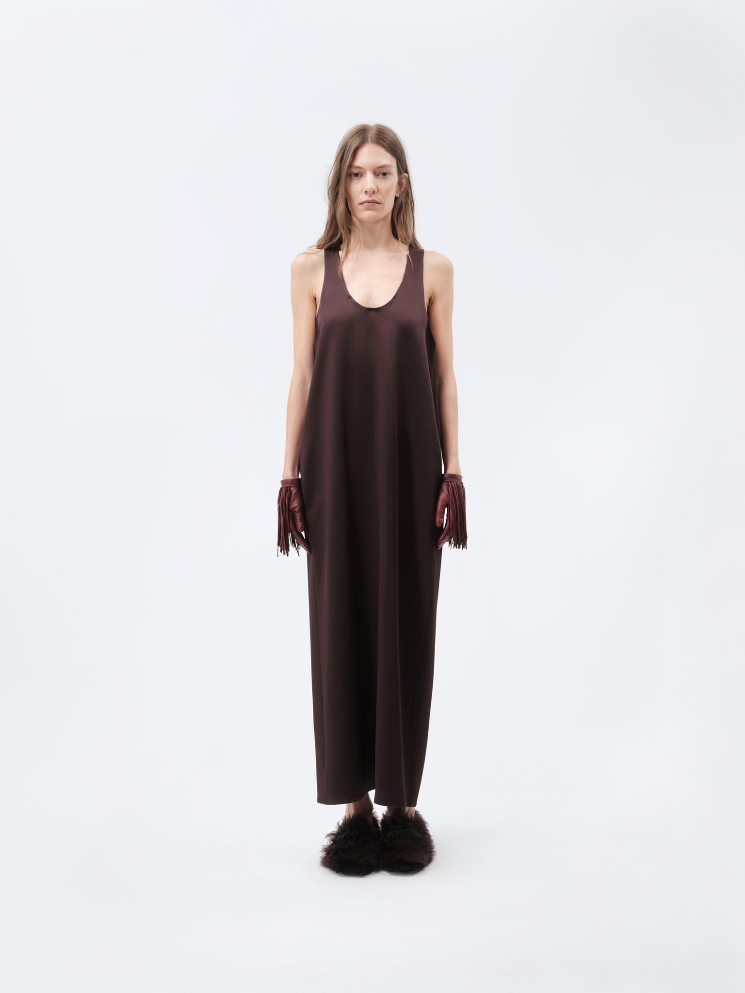 Tank dress in double satin