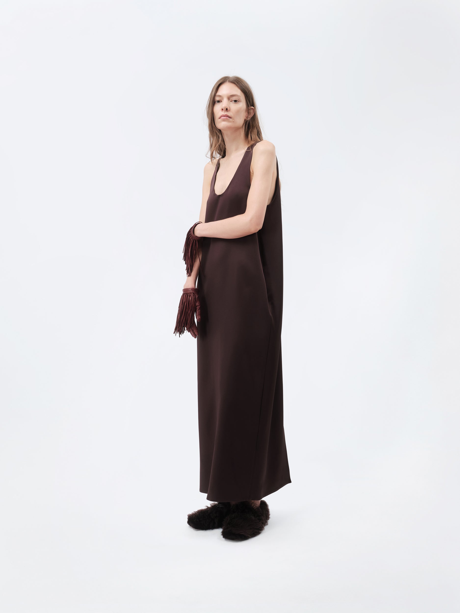 Tank dress in double satin