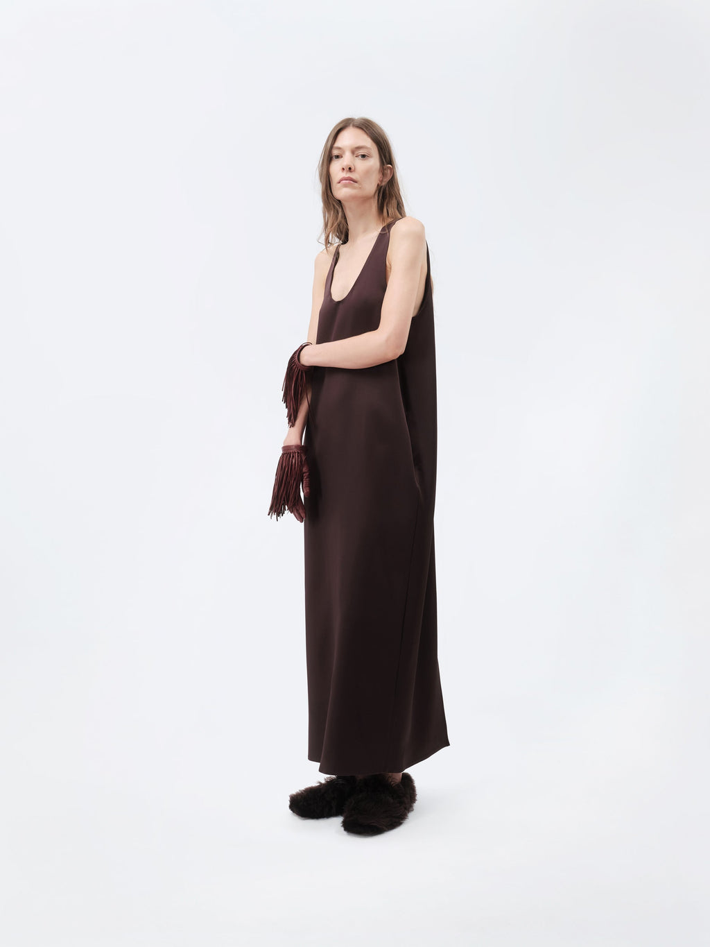 Tank dress in double satin