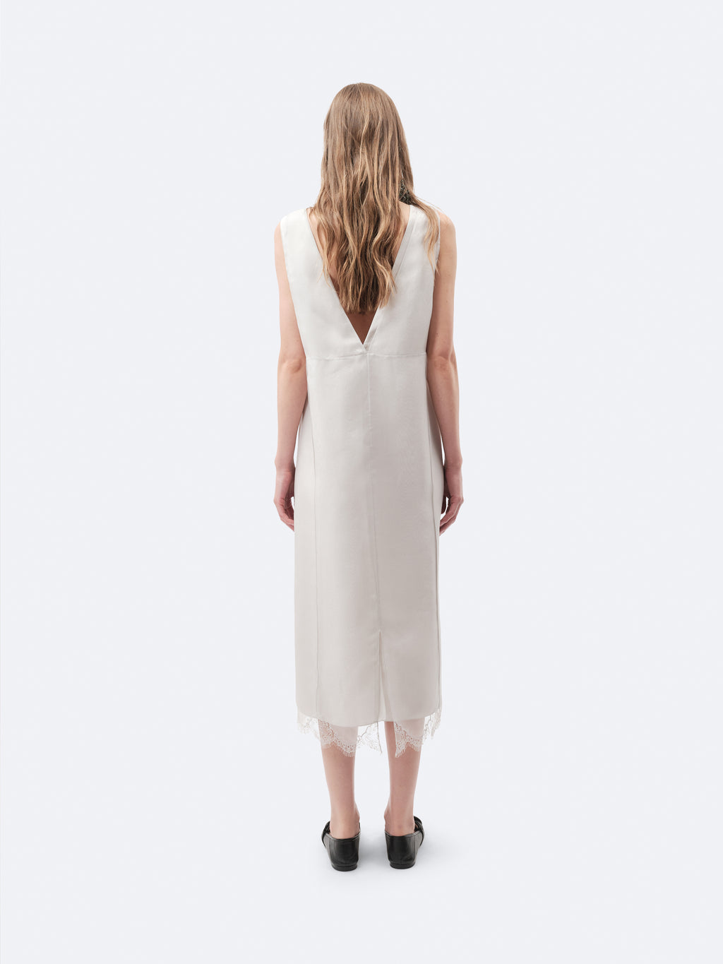 Layered lingerie dress in silk drap