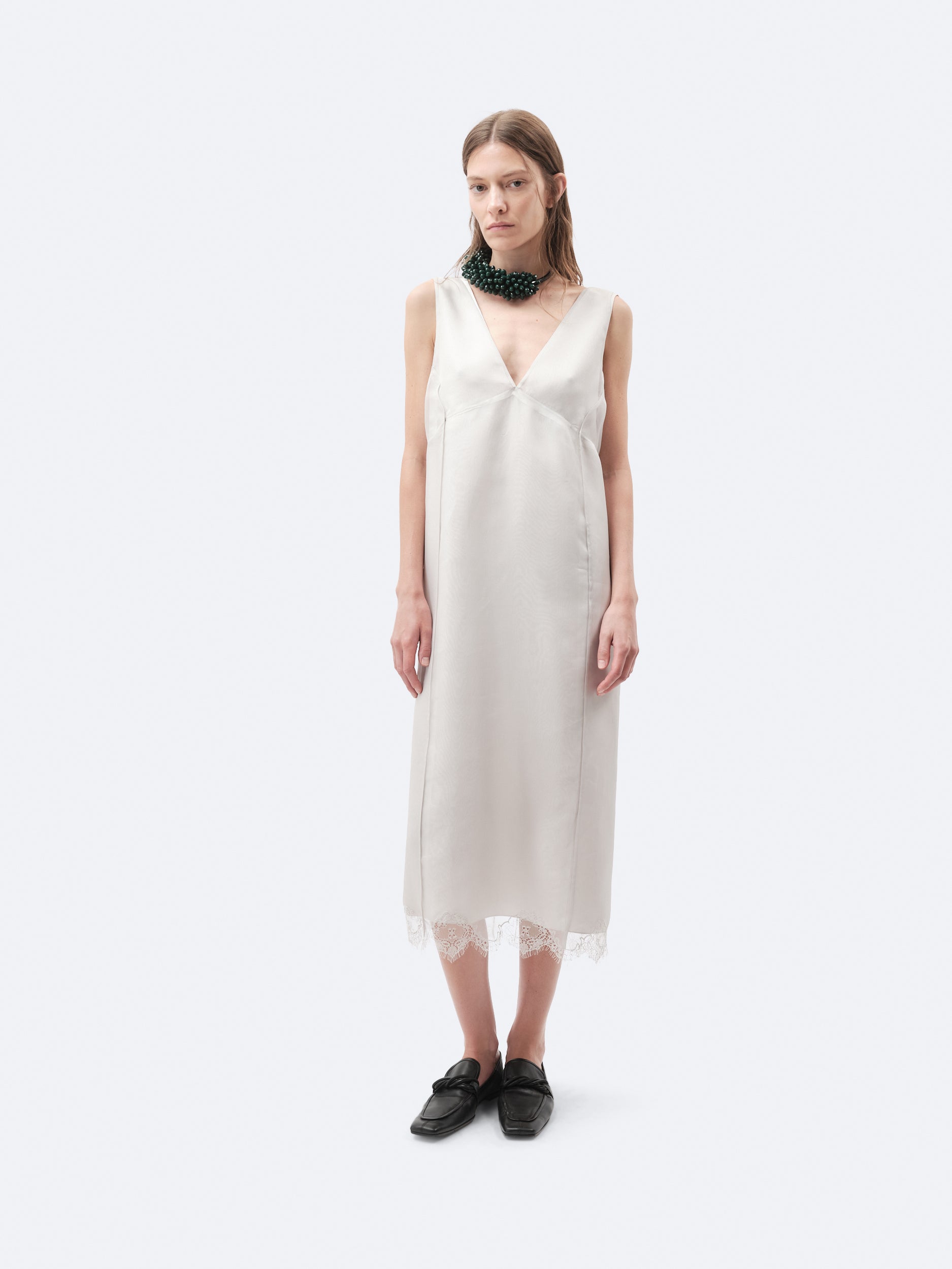 Layered lingerie dress in silk drap