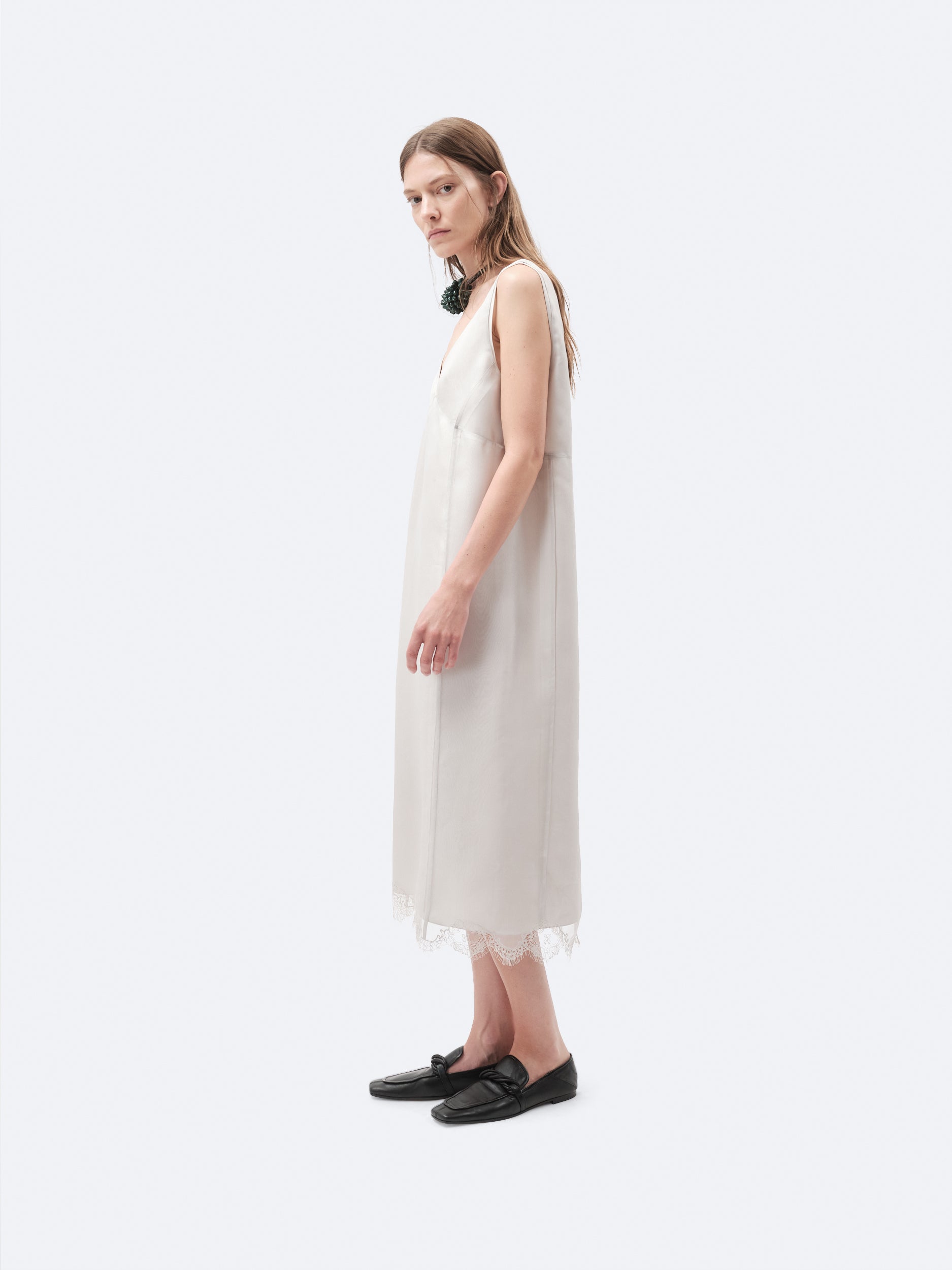 Layered lingerie dress in silk drap
