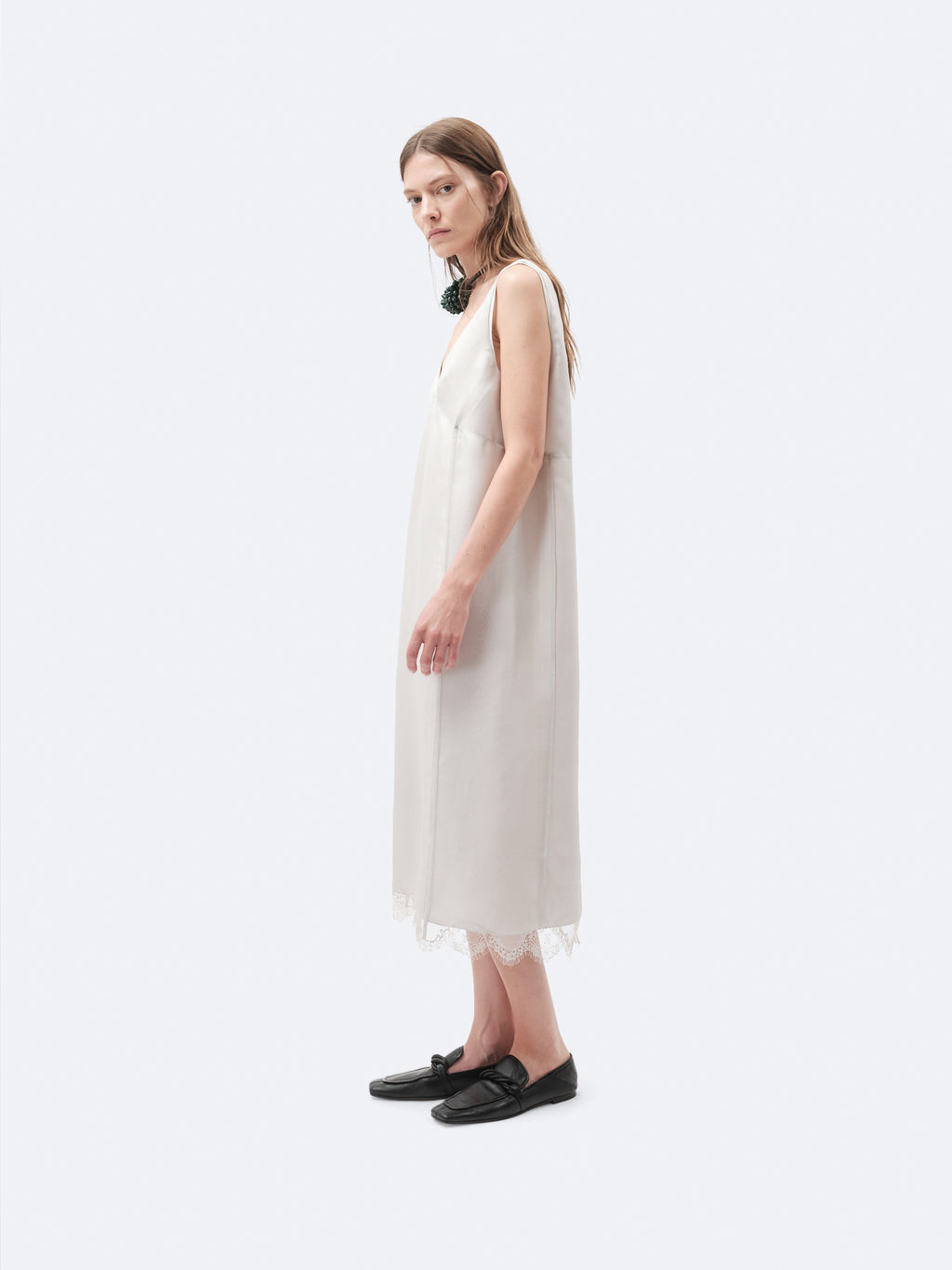 Layered lingerie dress in silk drap