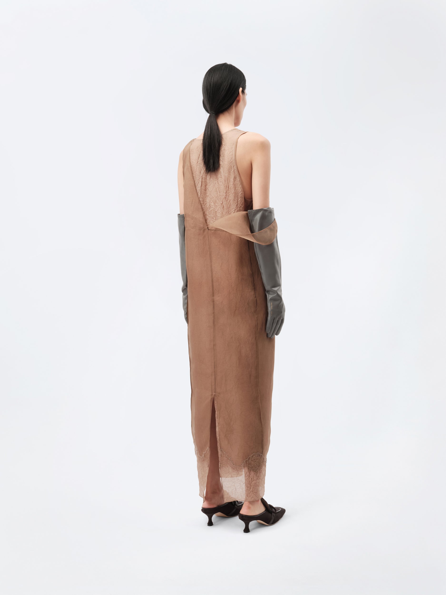 Layered lingerie dress in silk organza