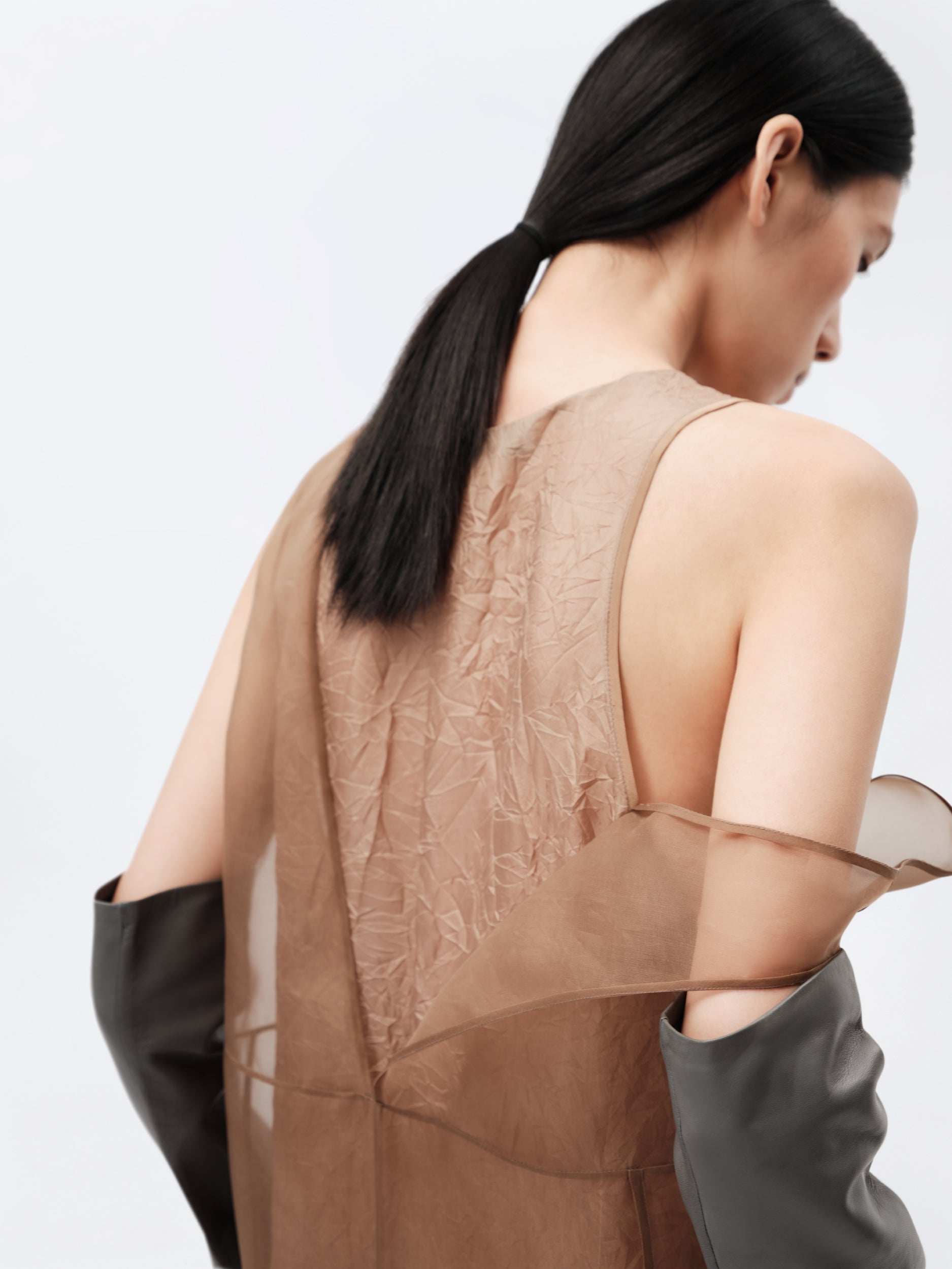 Layered lingerie dress in silk organza
