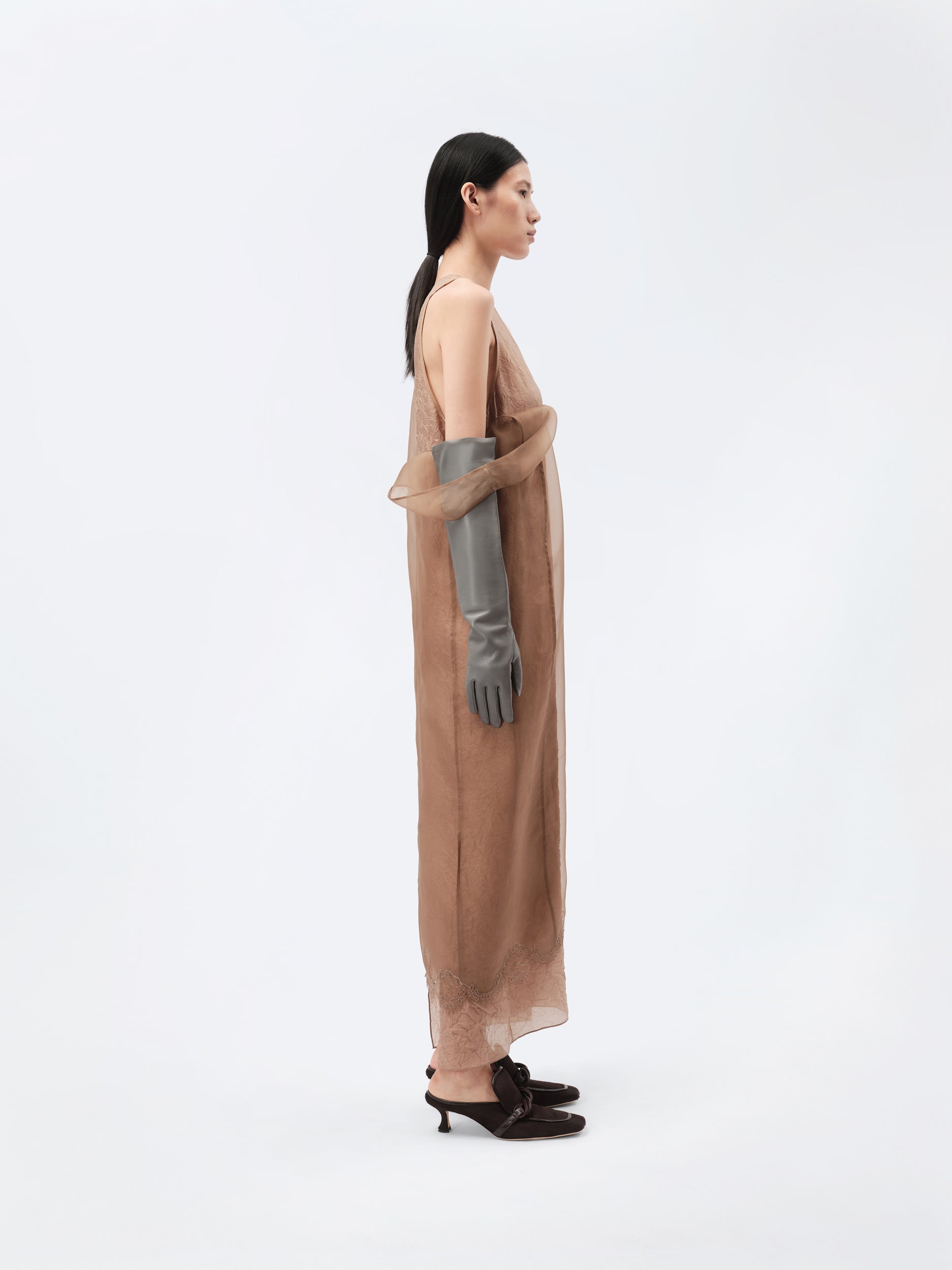 Layered lingerie dress in silk organza