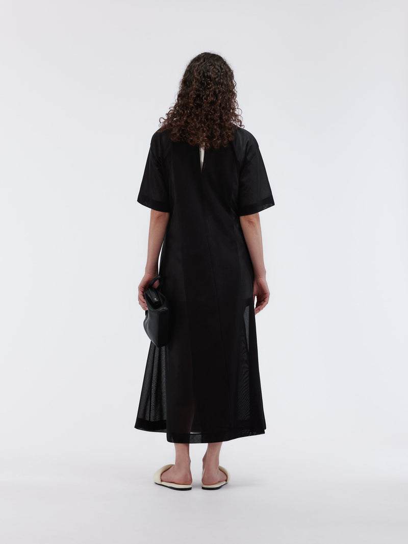 Sheer draped dress in cotton voile