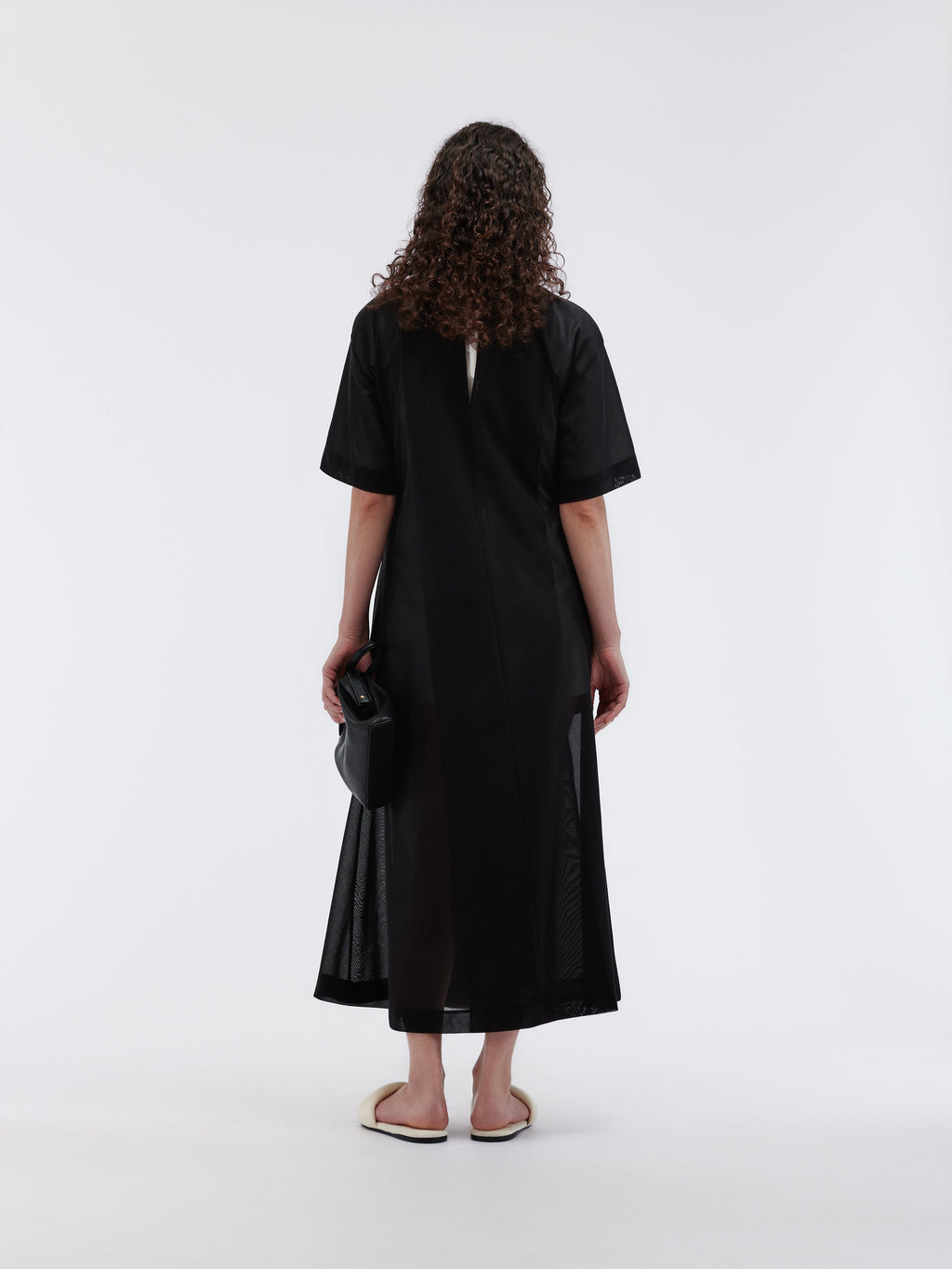 Sheer draped dress in cotton voile