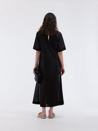 Sheer draped dress in cotton voile