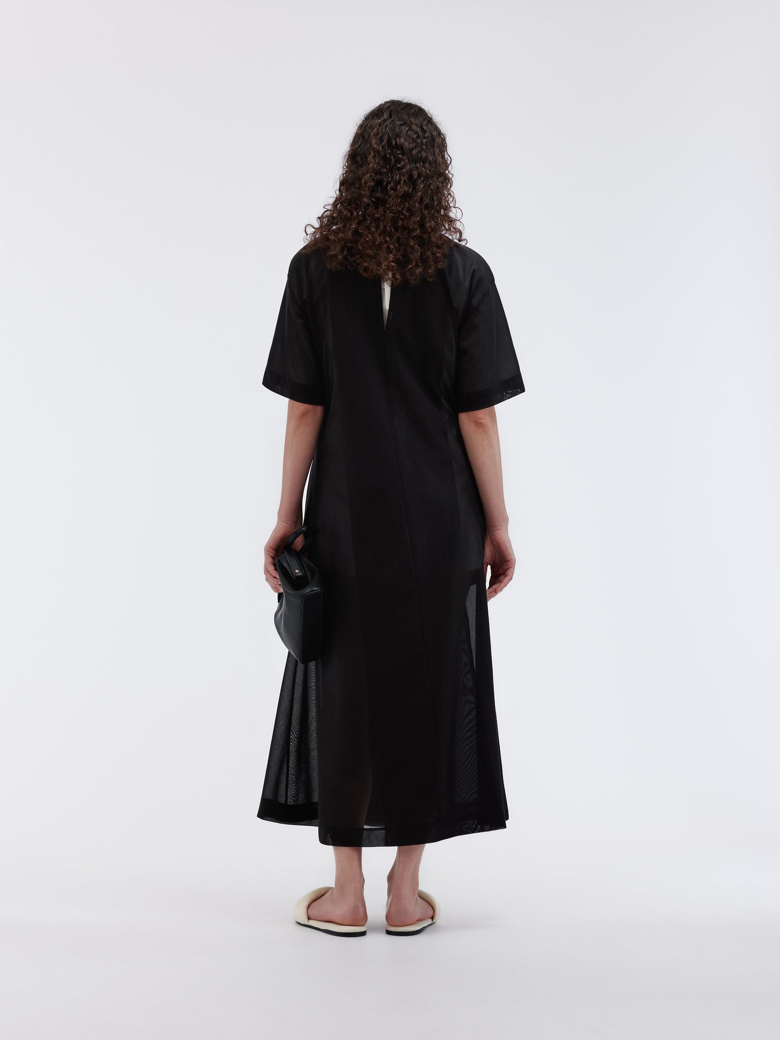 Robe drapée transparente en voile de coton