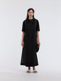 Sheer draped dress in cotton voile
