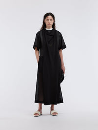 Sheer draped dress in cotton voile