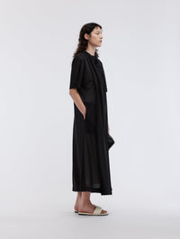 Sheer draped dress in cotton voile