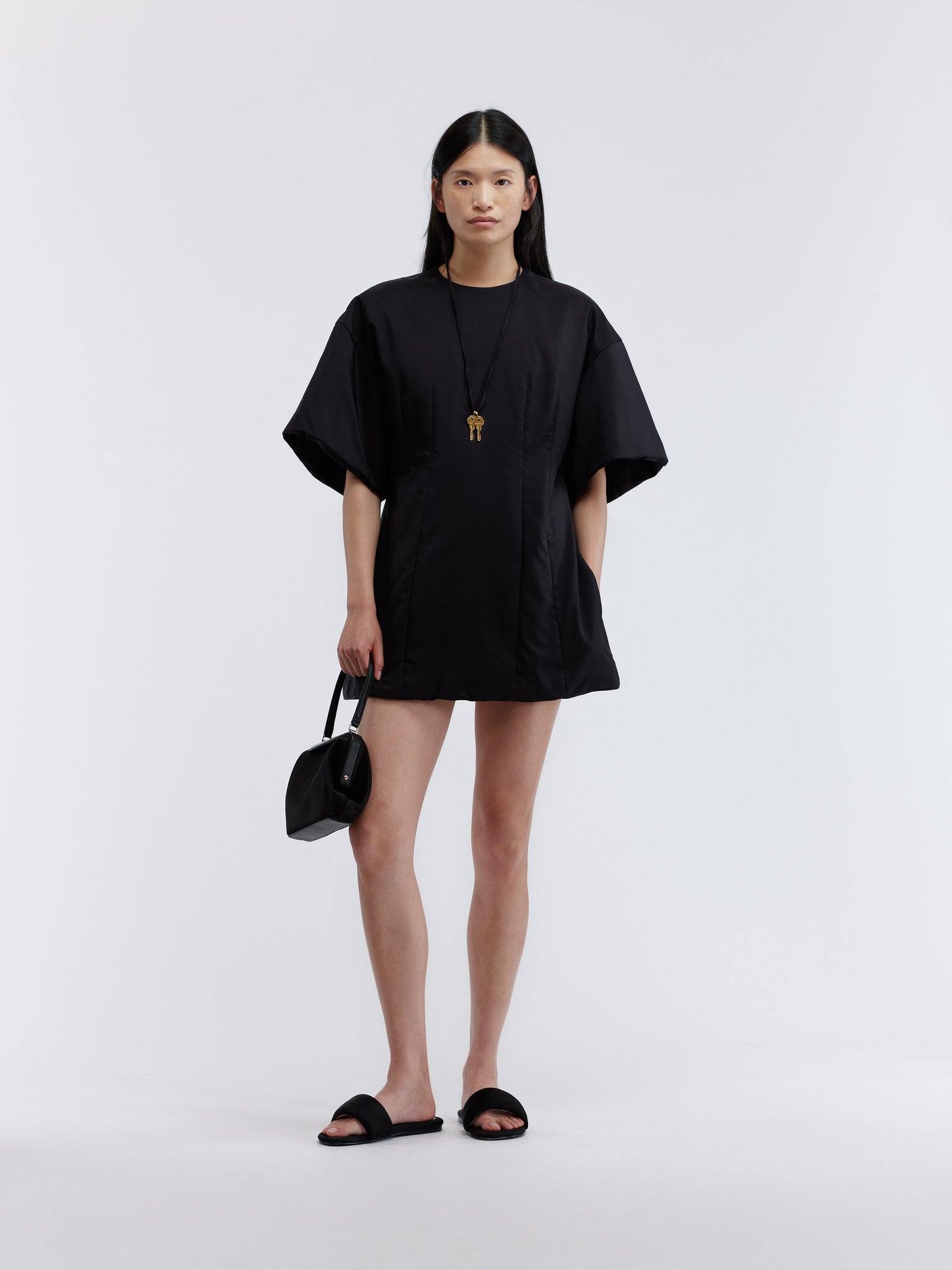 Robe mini ouatinée en soie habotai