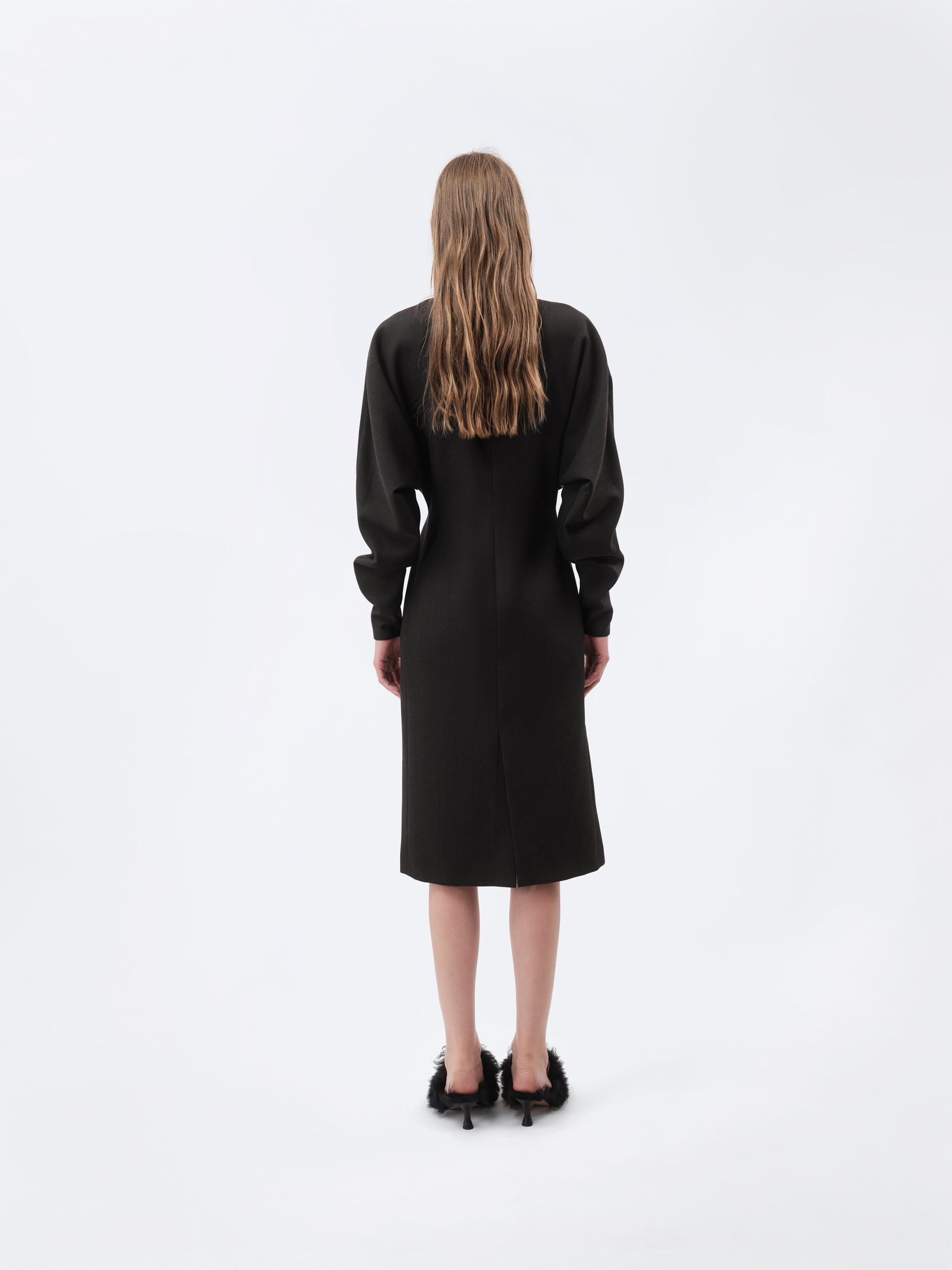 Kimono dress in grain de poudre