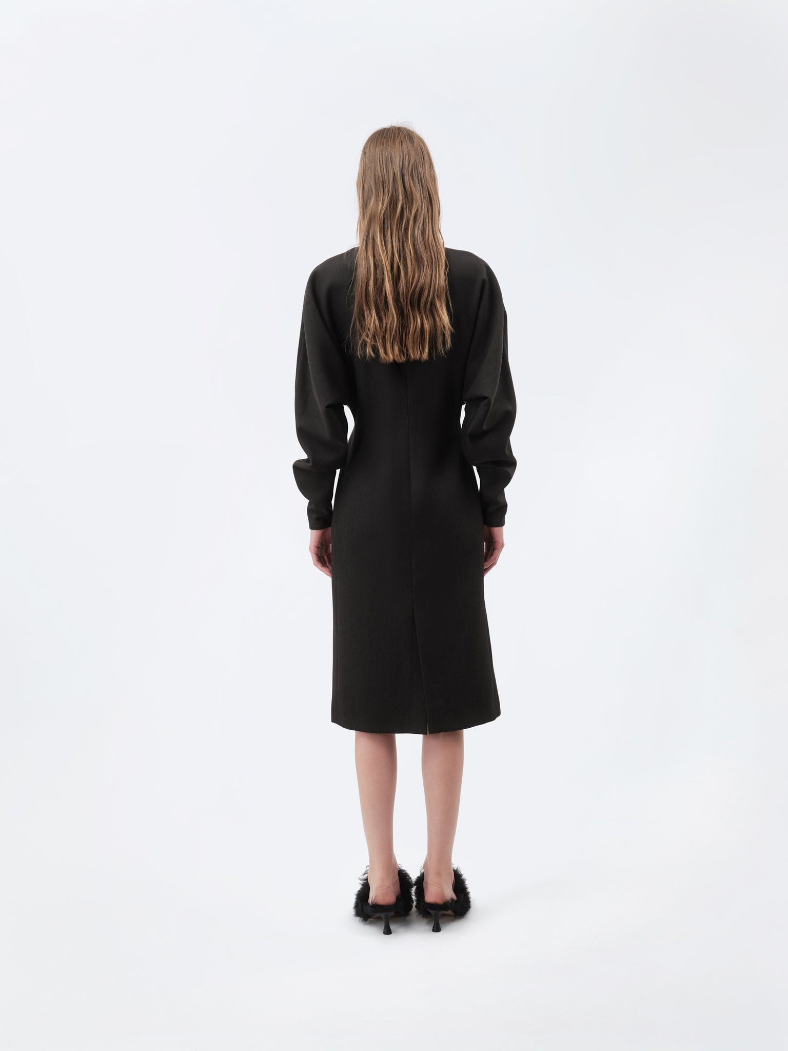 Kimono dress in grain de poudre